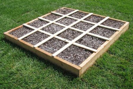 Empty Square Foot Garden ready to be filled with plants