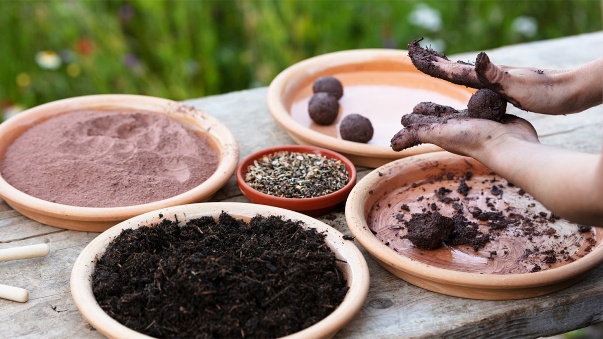 DIY Seed Bombs being made